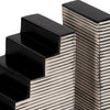 Striped Bookend Set of 2 | Geometric Stair Steps | 6" Black & White