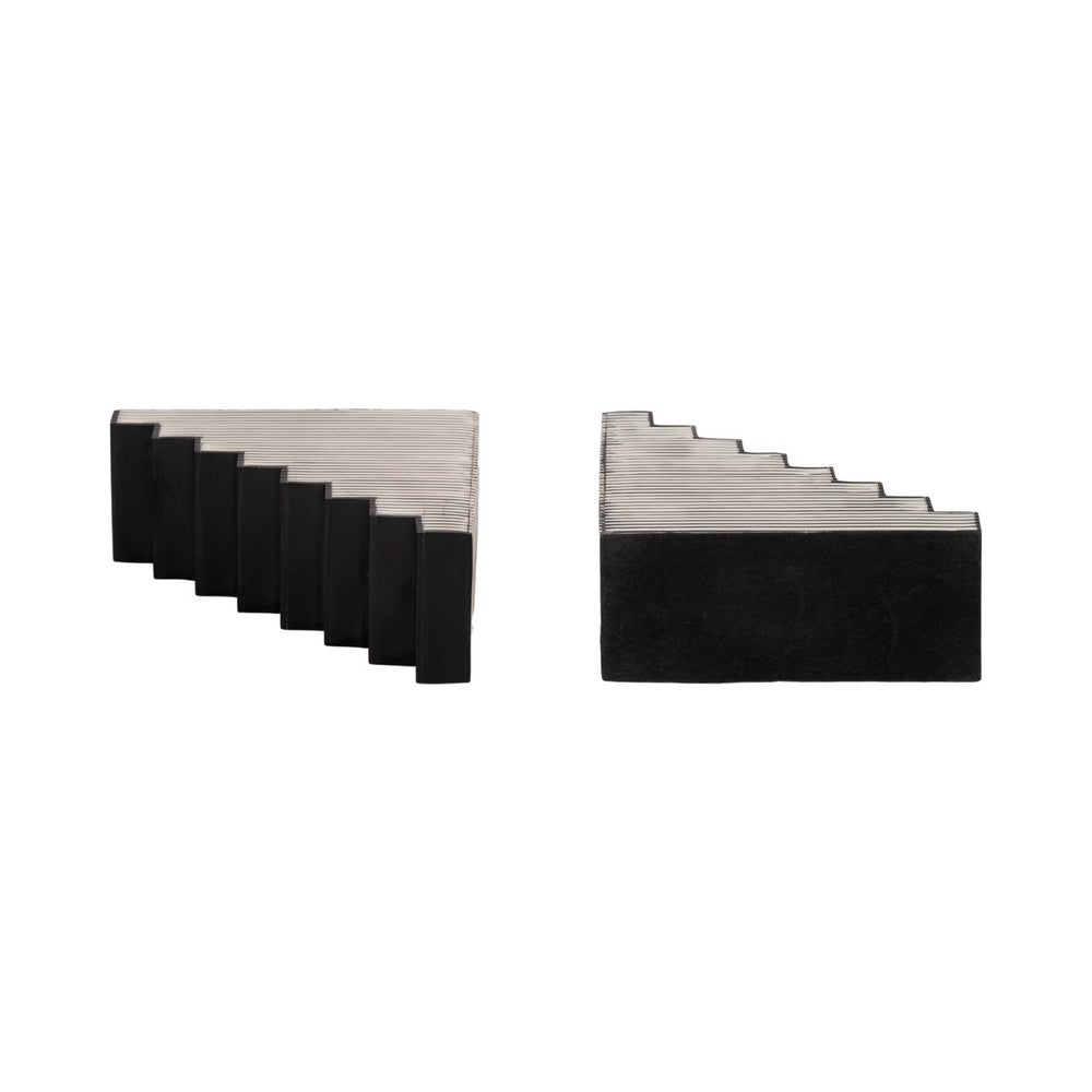 Striped Bookend Set of 2 | Geometric Stair Steps | 6" Black & White