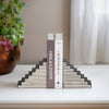 Striped Bookend Set of 2 | Geometric Stair Steps | 6" Black & White
