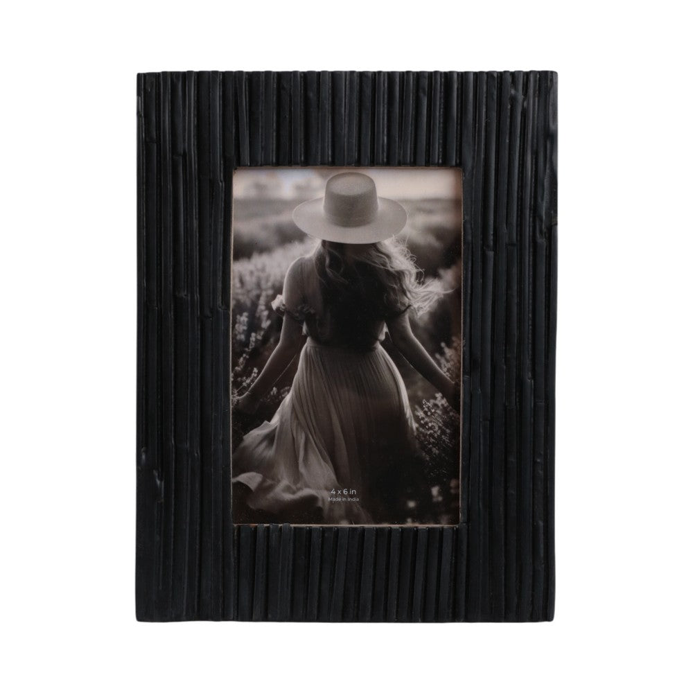 Edwin 4x6 Rectangular Photo Frame | Natural Textured Black Resin 9"