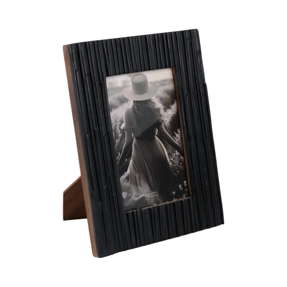 Edwin 4x6 Rectangular Photo Frame | Natural Textured Black Resin 9"