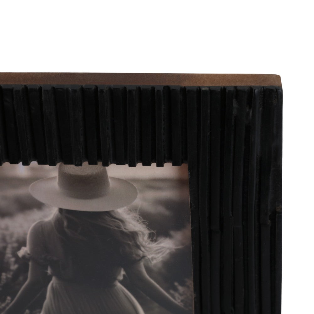Edwin 4x6 Rectangular Photo Frame | Natural Textured Black Resin 9"