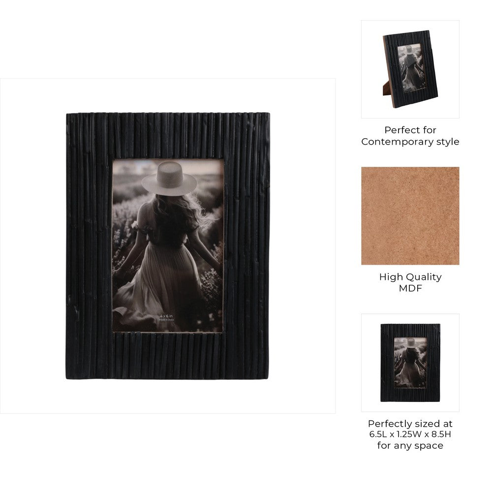 Edwin 4x6 Rectangular Photo Frame | Natural Textured Black Resin 9"