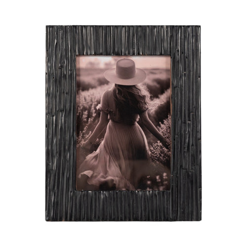 Edwin 5x7 Portrait Photo Frame | Unique Jagged Textured Design Black Resin