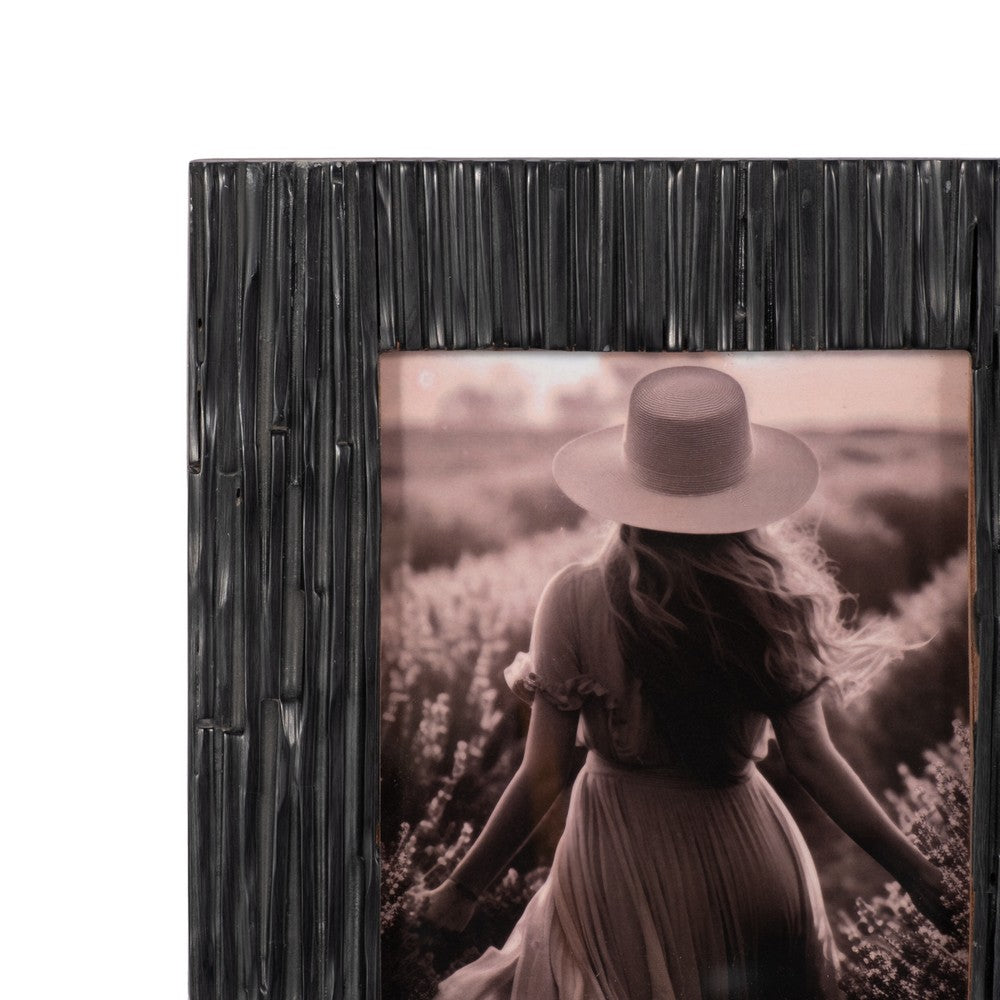 Edwin 5x7 Portrait Photo Frame | Unique Jagged Textured Design Black Resin