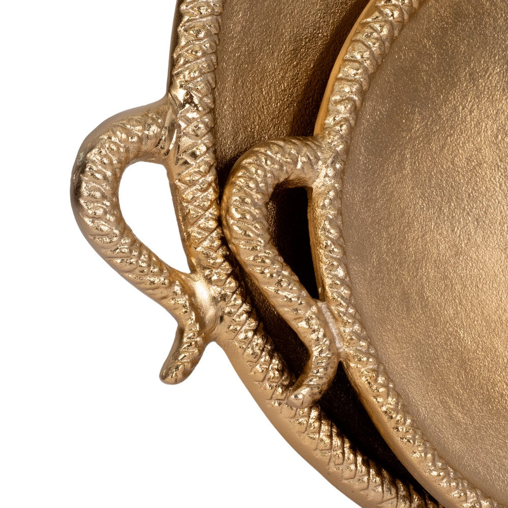 Decorative Sculptural Trays Set of 2 | Gold Faux Snake Edges 15 & 19" Oval