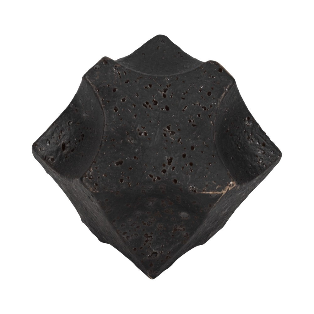 Zory Decorative Geometric Orb | Faceted Curves | Black Textured Ceramic 6"