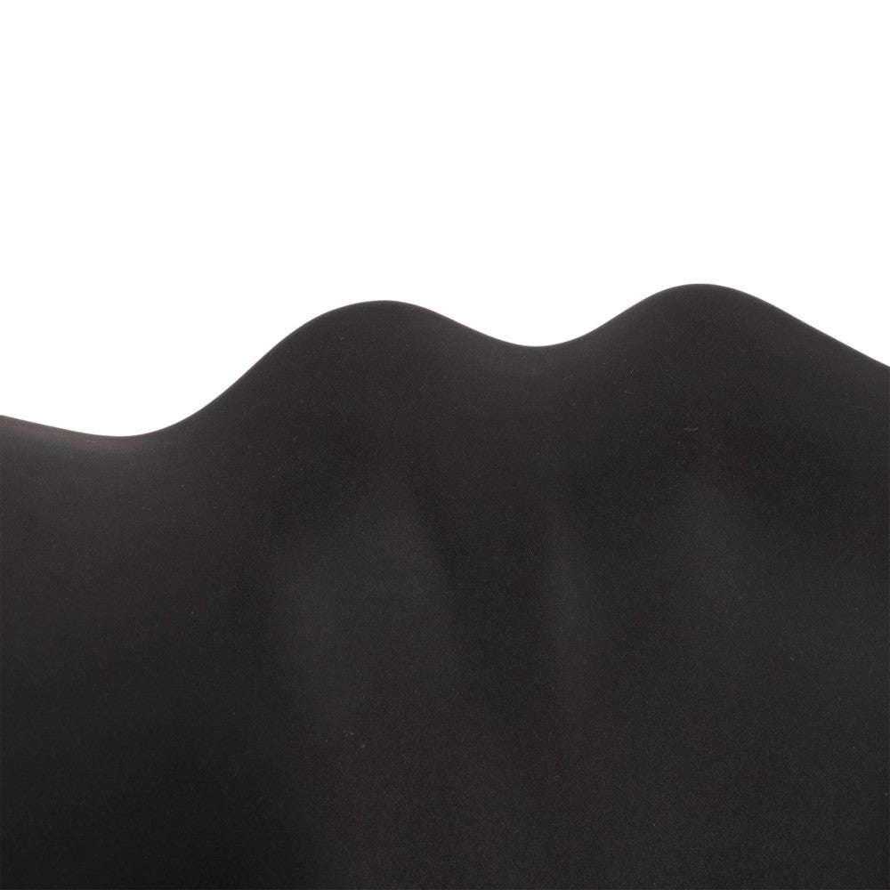 Decorative Bowl Table Accessory | Ruffled Edge | Matte Black Ceramic