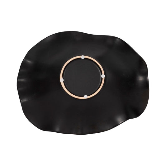 Decorative Bowl Table Accessory | Ruffled Edge | Matte Black Ceramic