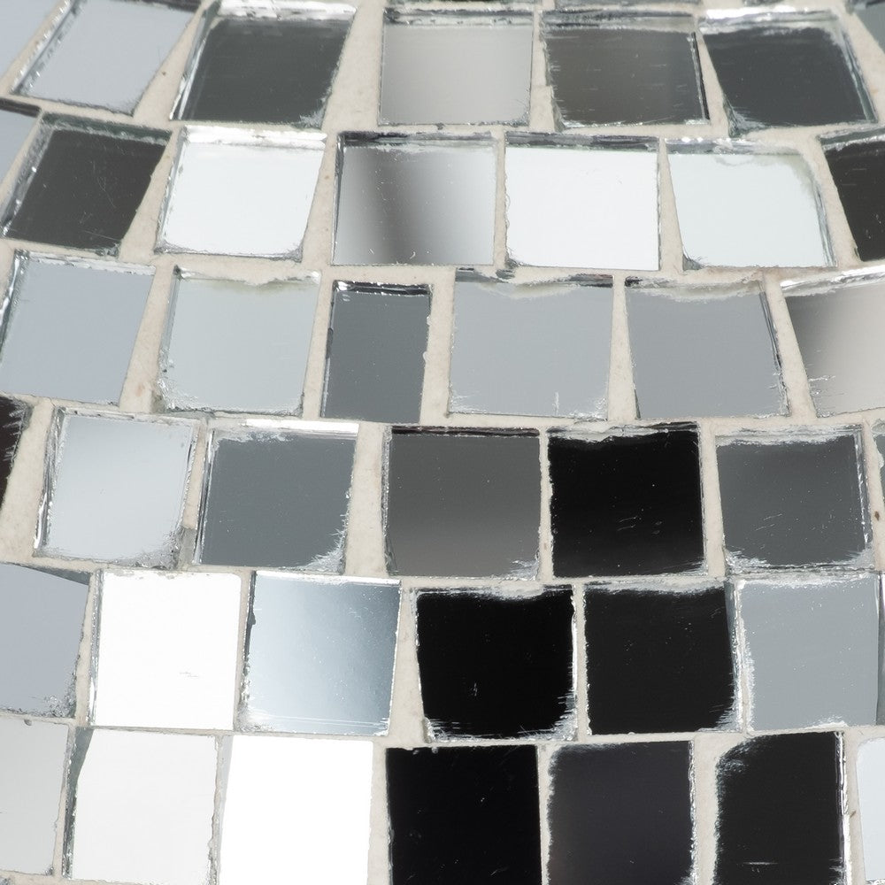 Mosaic Mushroom Tabletop Decor | 10" Silver Mirrored Disco Design