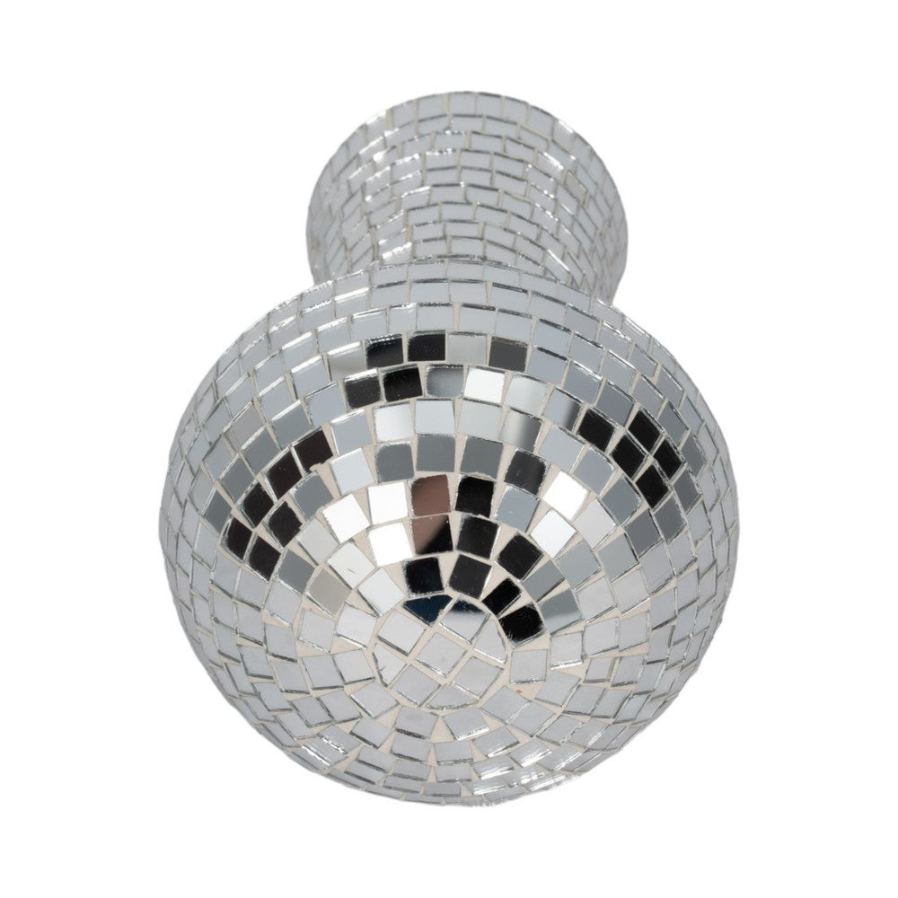 Mosaic Mushroom Tabletop Decor | 10" Silver Mirrored Disco Design