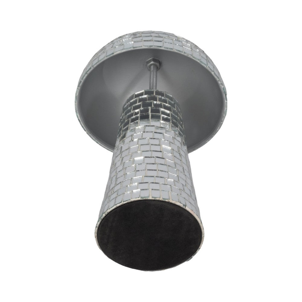 Mosaic Mushroom Tabletop Decor | 10" Silver Mirrored Disco Design