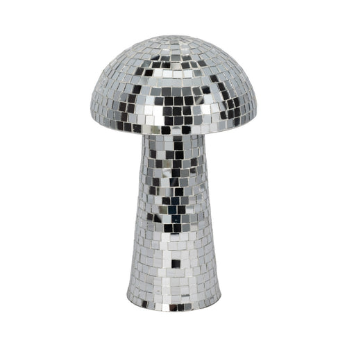 Tabletop Decor | Mosaic Mushroom Mirror Glass Tiles | Silver Metal Finish