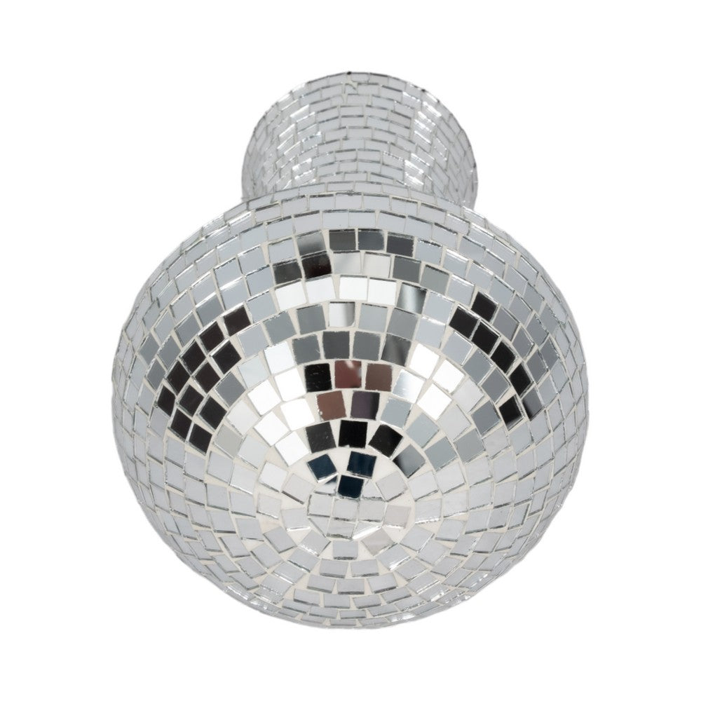Tabletop Decor | Mosaic Mushroom Mirror Glass Tiles | Silver Metal Finish