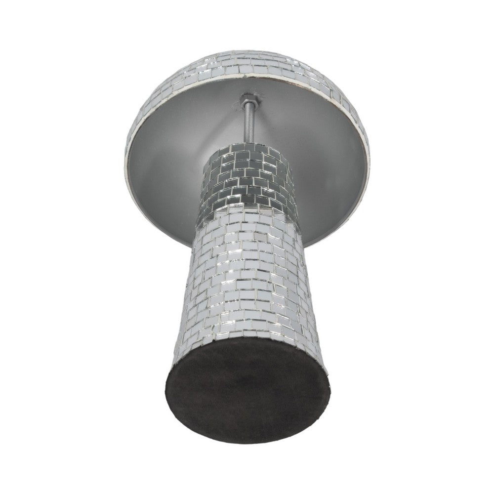 Tabletop Decor | Mosaic Mushroom Mirror Glass Tiles | Silver Metal Finish