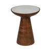 Accent Table | 20" Tall | Round White Marble Top | Brown Wood Tapered Base