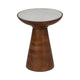 Accent Table | 20" Tall | Round White Marble Top | Brown Wood Tapered Base