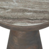 Accent Table | 16" Round Bhainslana Marble Top | Gray Pedestal Base