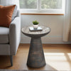 Accent Table | 16" Round Bhainslana Marble Top | Gray Pedestal Base