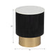 Xane Accent Table | White Marble Top | Gold Pedestal Base | Black Wood 20"
