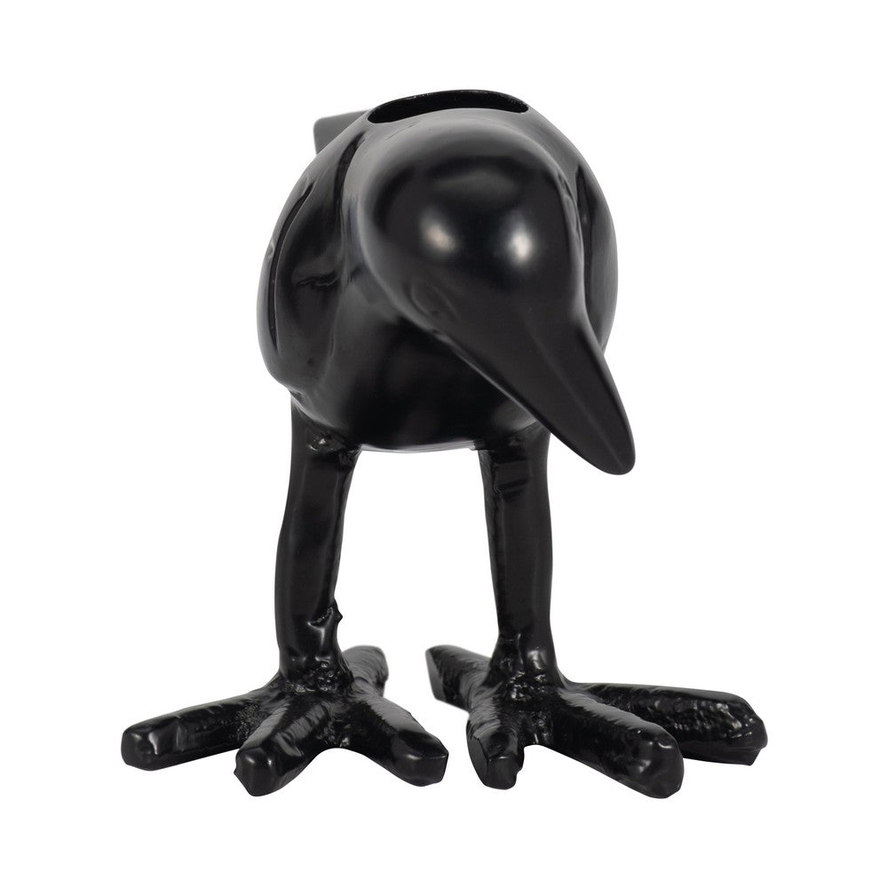6" Decorative Crow Taper Candle Holder | Raven Black Aluminum Frame