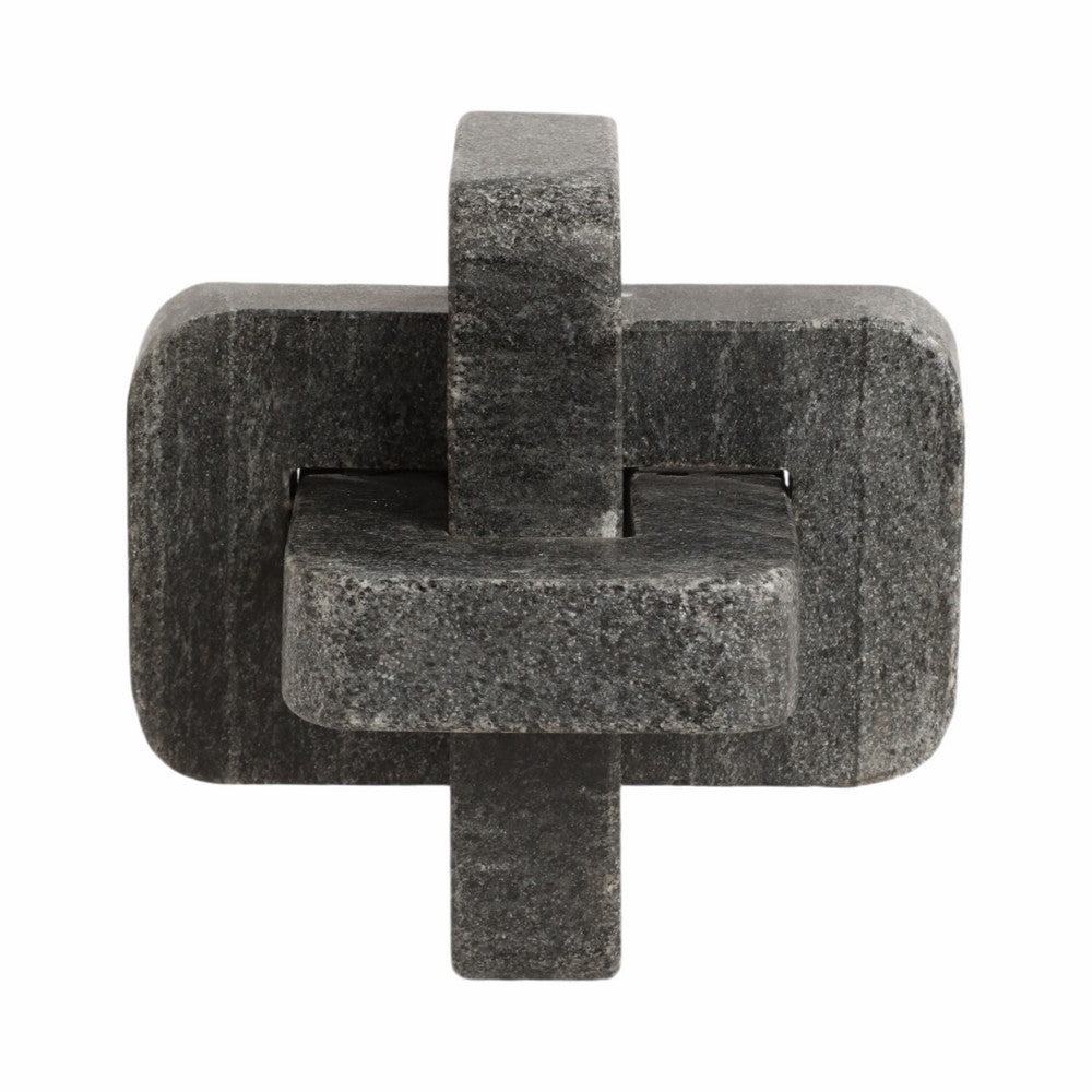 Decorative Knot Sculpture | 5" Black Marble | Retro Geometric Accent