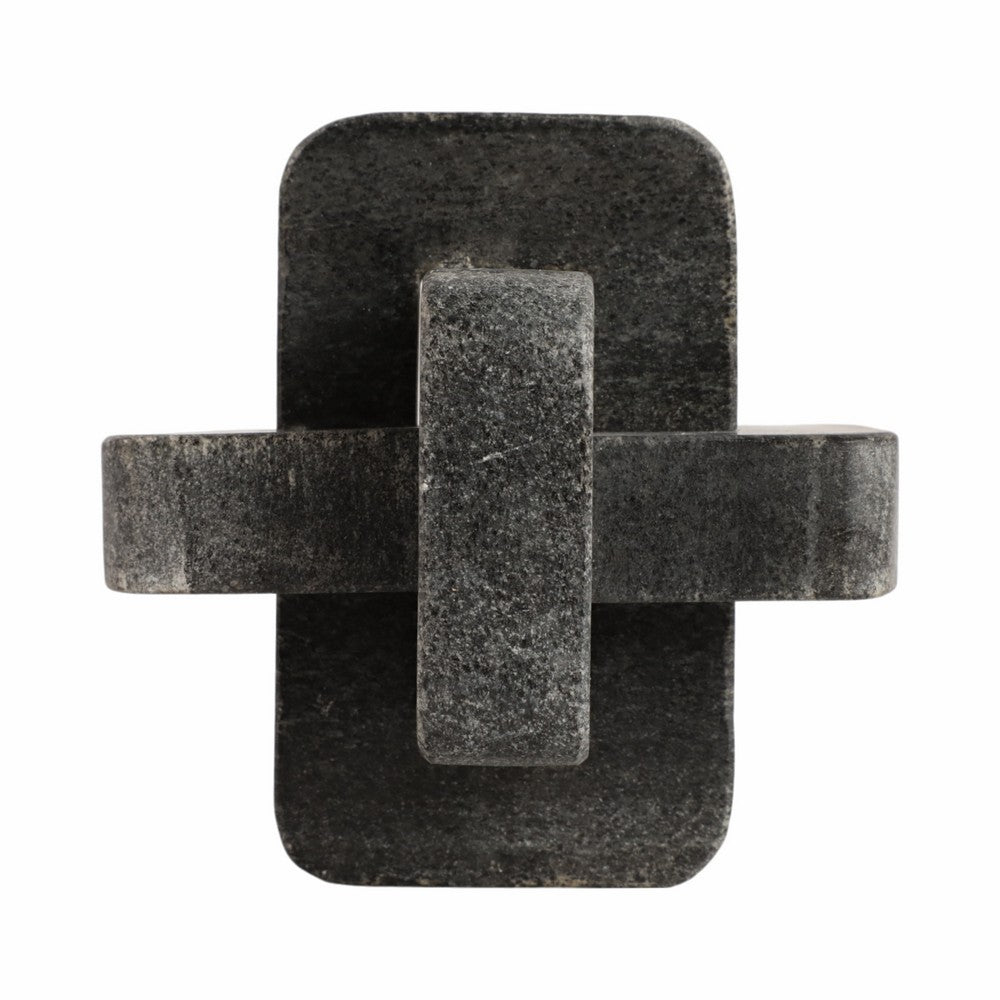 Decorative Knot Sculpture | 5" Black Marble | Retro Geometric Accent