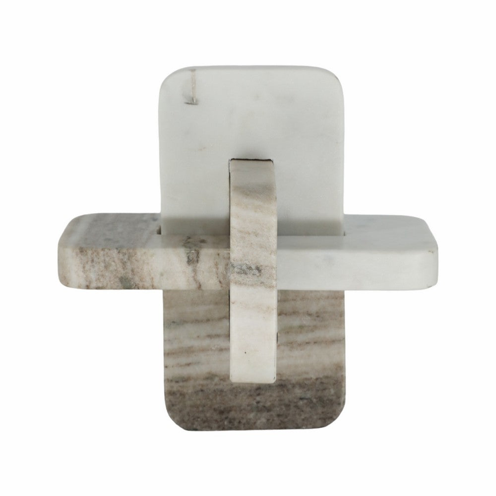 Knot Sculpture | Modern Intersecting Geometric Design | 9" White Marble