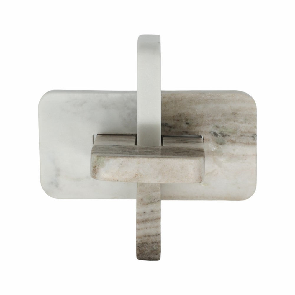 Knot Sculpture | Modern Intersecting Geometric Design | 9" White Marble