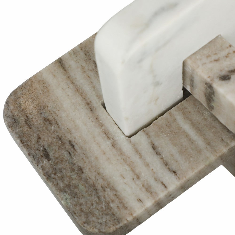 Knot Sculpture | Modern Intersecting Geometric Design | 9" White Marble