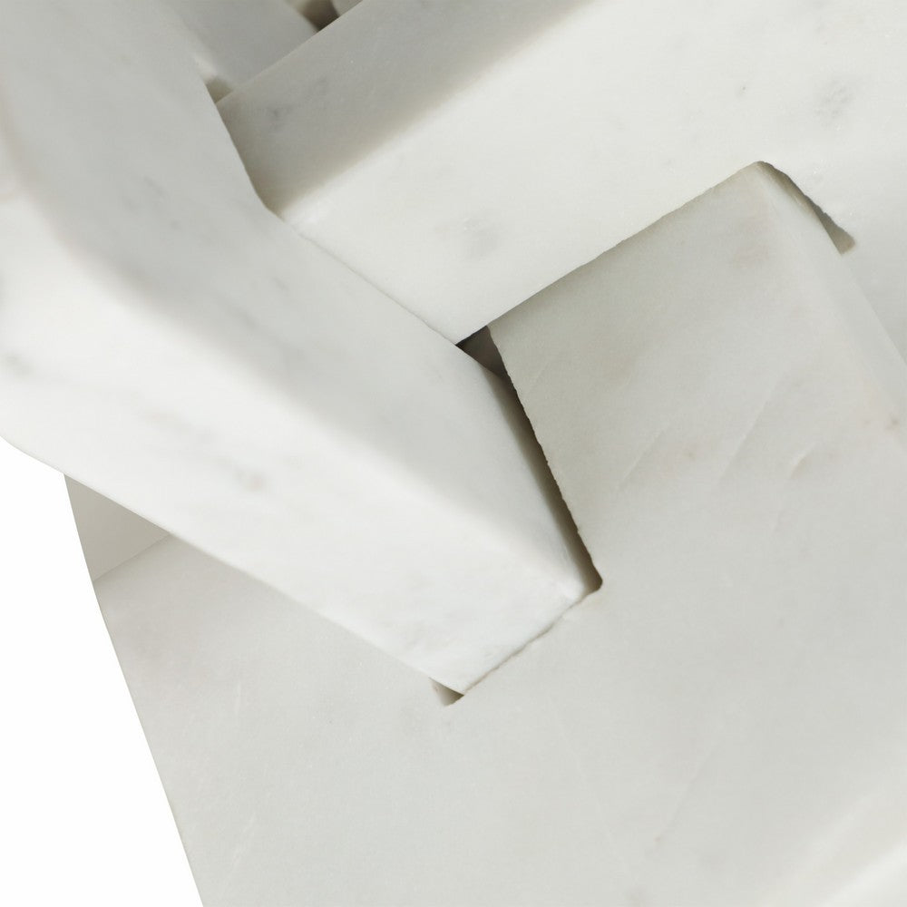 Knot Sculpture | Modern Intersecting Geometric Design | 9" White Marble