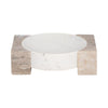 Ulph Decorative Marble Bowl with Onyx stand | White-Tan |10 Inch Round