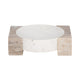 Ulph Decorative Marble Bowl with Onyx stand | White-Tan |10 Inch Round