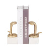 Snake Bookend Set of 2 | Textured Gold Aluminum | Square White Marble Base