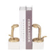 Snake Bookend Set of 2 | Textured Gold Aluminum | Square White Marble Base