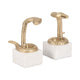 Snake Bookend Set of 2 | Textured Gold Aluminum | Square White Marble Base