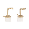 Snake Bookend Set of 2 | Textured Gold Aluminum | Square White Marble Base SBH-20723