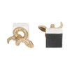 Snake Bookend Set of 2 | Textured Gold Aluminum | Square White Marble Base