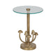 Lyari Accent Table | Mushrooms Stem Base | 15" Round Glass Top | Gold Base