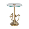 Lyari Accent Table | Mushrooms Stem Base | 15" Round Glass Top | Gold Base