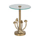 Lyari Accent Table | Mushrooms Stem Base | 15" Round Glass Top | Gold Base