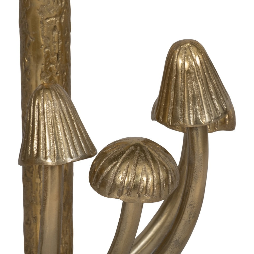 Lyari Accent Table | Mushrooms Stem Base | 15" Round Glass Top | Gold Base