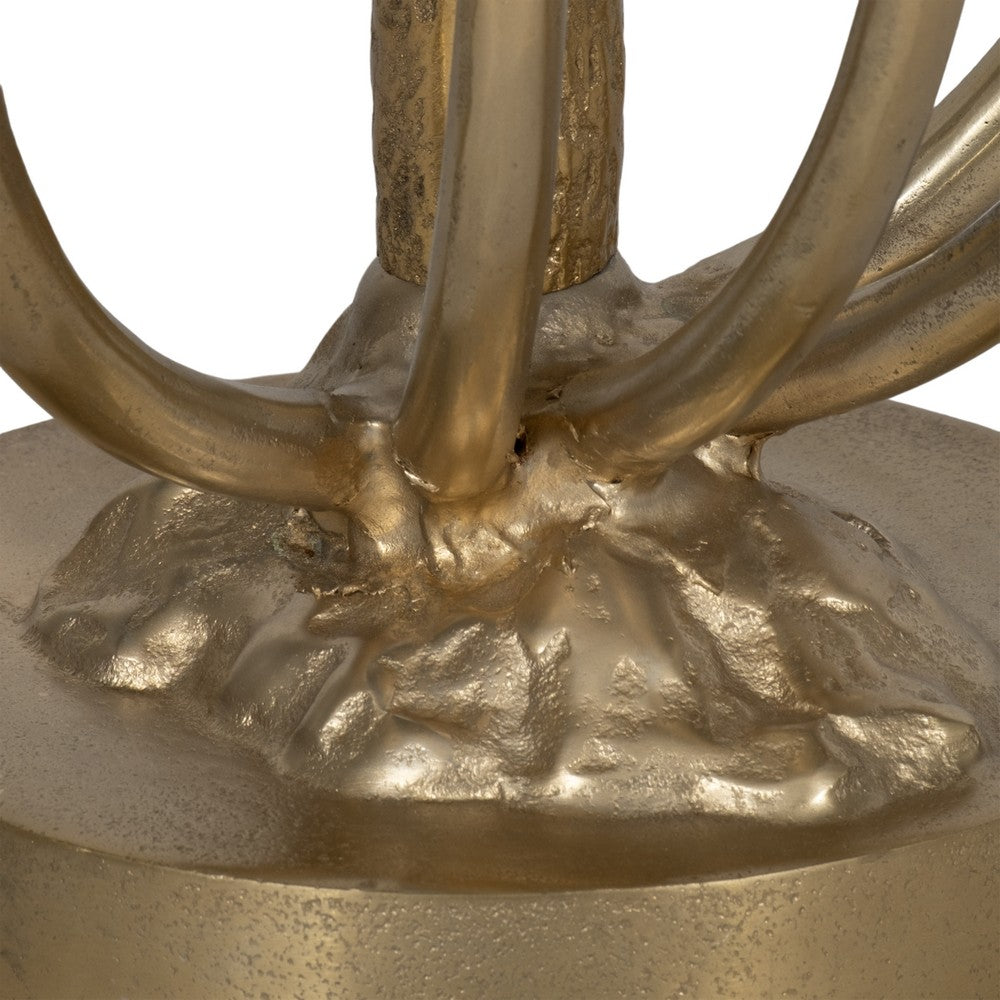 Lyari Accent Table | Mushrooms Stem Base | 15" Round Glass Top | Gold Base