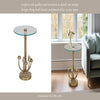 Lyari Accent Table | Mushrooms Stem Base | 15" Round Glass Top | Gold Base