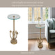 Lyari Accent Table | Mushrooms Stem Base | 15" Round Glass Top | Gold Base