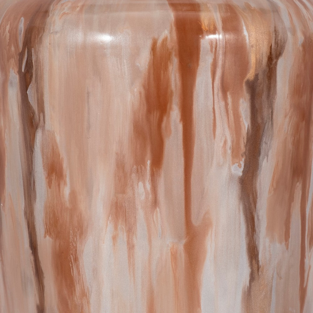 24" Tall Decorative Urn Flower Vase | Nude Drip Finish | Ivory Glass