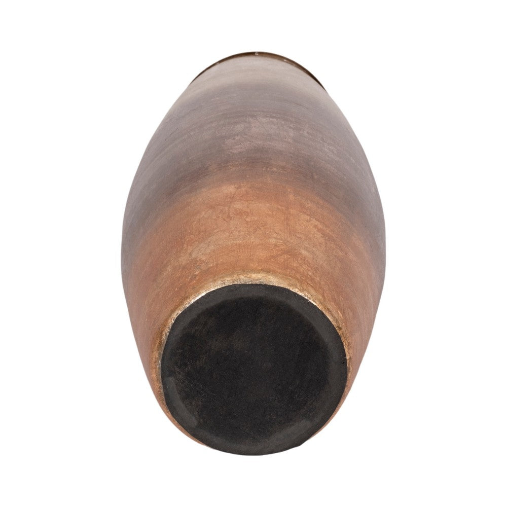 Decorative Flower Vase | Curved Glass Tall Body w Metallic Gold Ombre