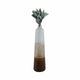31" Tall Floor Vase | Cylinder Shape | White & Gold Ombre Finish
