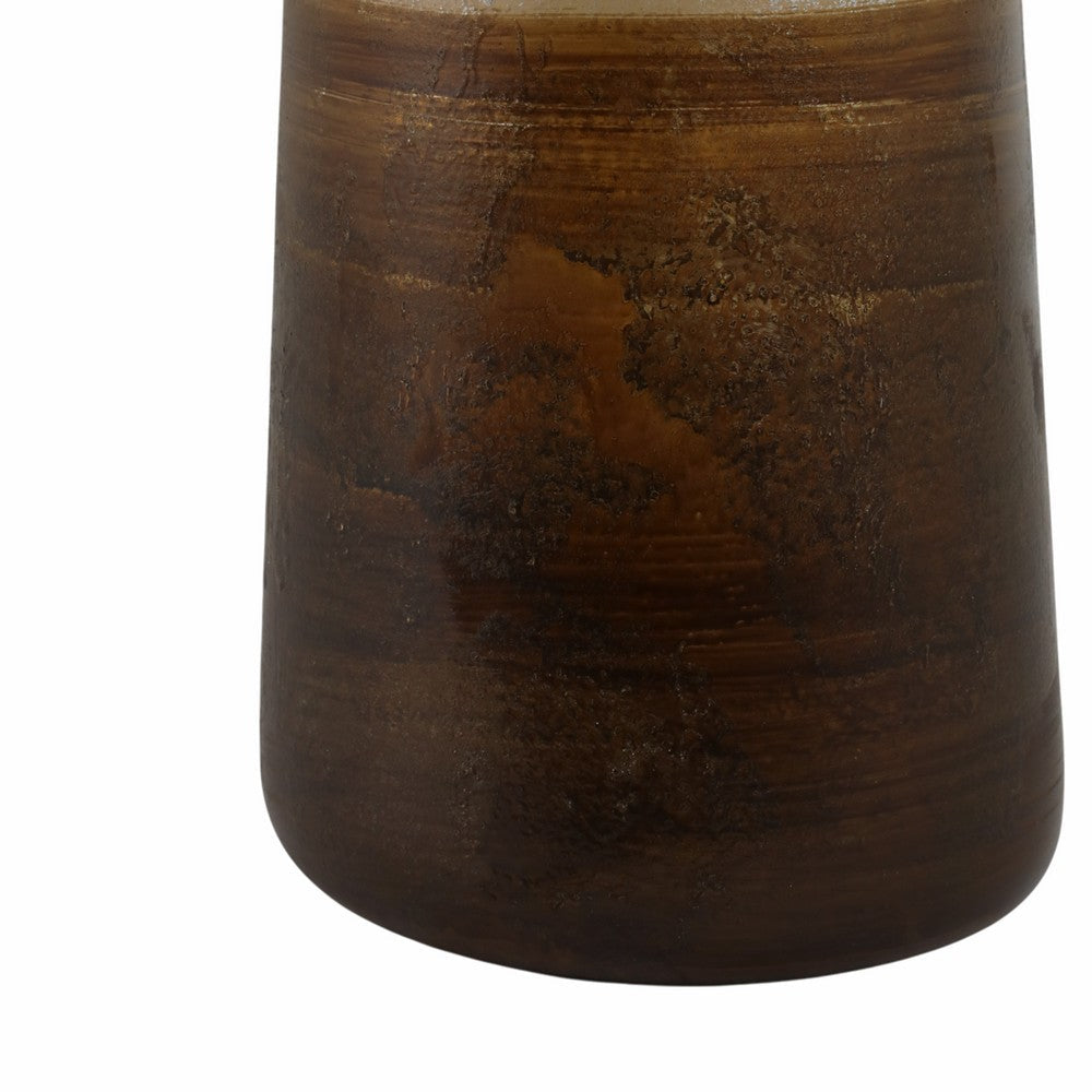 31" Tall Floor Vase | Cylinder Shape | White & Gold Ombre Finish
