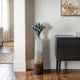 31" Tall Floor Vase | Cylinder Shape | White & Gold Ombre Finish